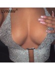 LVINMW Sexy błyszczące odblaskowe Crop Top kobiety regulowany Halter Backless krótki Camis Top głębokie V dekolt Party Club topy