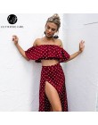 Lily Rosie dziewczyna kobiety Off ramię czerwony Vintage Dot długa sukienka lato sukienka w dużym rozmiarze szyfonowa wzburzyć S