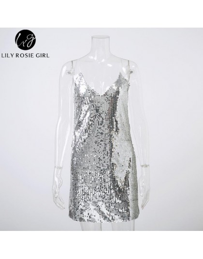 Głębokie V Neck srebrny Sequined Backless seksowna sukienka kobiety Off ramię Mini sukienka krótka krótki boże narodzenie Party 