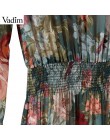 Szyfonowa klasyczna suknia damska zabudowana pod szyję z okrągłym dekoltem z długim rękawem zwiewna