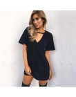 Mini sukienka choker dekolt w serek czarna letnia t-shirt z krótkim rękawem na co dzień boho seksowna plażowa