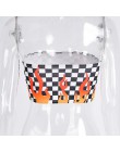 Modny seksowny krótki top damski bez ramiączek oryginalny wzór szachownicy rajdowa flaga sportowy biustonosz