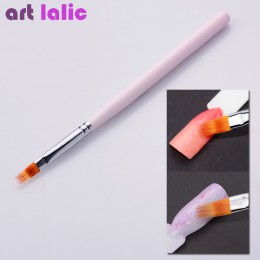 1 Pc Gradient długopis UV Gel, rysunek malarstwo miękkie szczotki różowy uchwyt Manicure do paznokci Art Pen transferu Manicure 