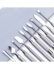 1 sztuk Dual-ze stali nierdzewnej kopytko do skórek łyżka Remover trymer martwy naskórek Manicure Pedicure zestaw do czyszczenia