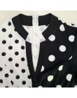 Clocolor afryki sukienka w stylu Vintage Polka Dot biały czarny drukowane Retro Bodycon kobiety lato z krótkim rękawem Plus rozm