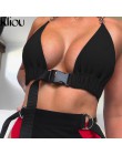 Kliou 2018 lato Sexy Backless Crop Top z Sashes bandaż Halter dla kobiet Hollow Out pasek krawat Up Sexy lato moda Top