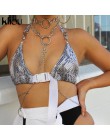 Kliou 2018 lato Sexy Backless Crop Top z Sashes bandaż Halter dla kobiet Hollow Out pasek krawat Up Sexy lato moda Top