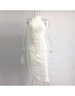 Joyfunear lato białej sukni kobiety Hollow Out rękawów Sexy Bodycon sukienka elegancka Skinny kwiatowy wzór koronki suknie Vesti